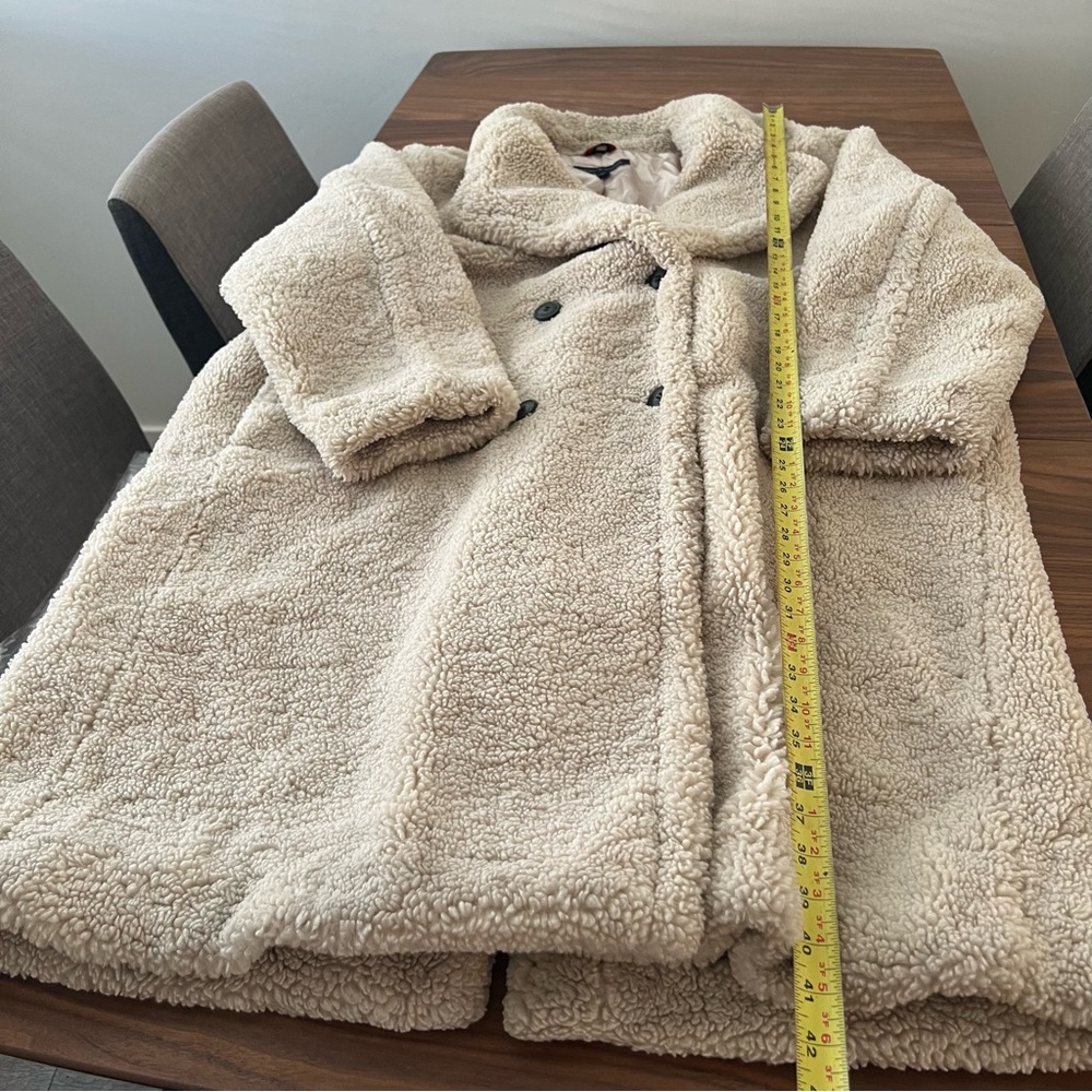 Women's Cream Double-Breasted Coat - Picture 6 of 11